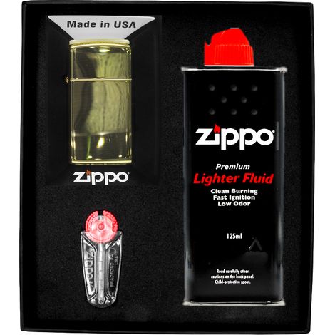 ZIPPO Feuerzeug SLIM BRASS HIGH POLISHED Geschenkset Nr. 1 (1/3)