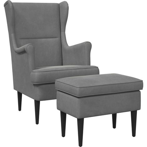Maison Exclusive - Poltrona con Ottomano 2 pz Grigio Scuro Velluto (1/5)