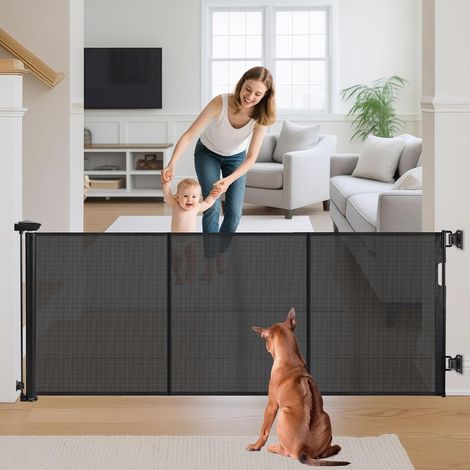 Barrière Sécurité pour Enfant Chien, Barriere de Securite Retractable, avec Renforcement en Fibre de Verre, pour Enfants et Aux Chiens Petits Moyens, Grands, 2M (1/5)