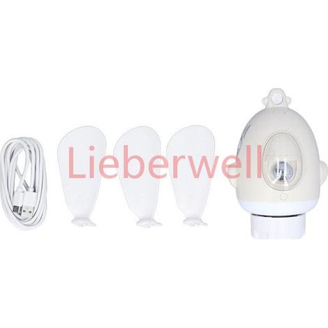 LIEBERWELL Small Ceiling Fan for Airplane, Quiet, Easy to Clean, with Light and Charging Port, for Dormitory, Home, White (1/5)