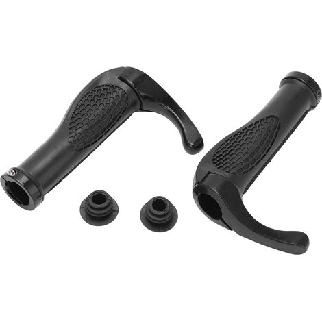 Poignées de guidon ergonomiques anti-dérapantes pour vélo, avec embouts de verrouillage noirs (1/5)