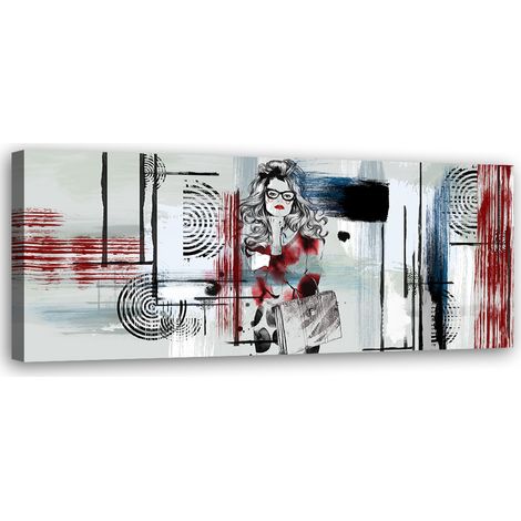 Tableau sur toile Femme avec lunettes abstrait 90x30 (1/5)