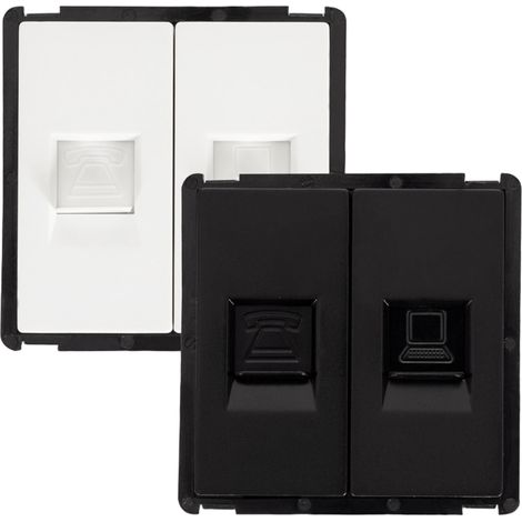 Prise Internet RJ45 CAT 6 + RJ11 Téléphone Modern Blanc (1/2)