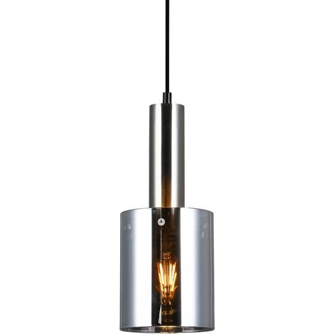 Italux Sardo - Moderne hängende Anhänger Satin Nickel 1 Licht mit Glas, Smoky Shade, E27 (1/3)