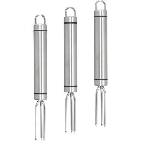 Fourchette à maïs - 3 pièces - Acier inoxydable - Pour épis et pommes de terre - Barbecue et pique-nique - 18,3 x 1,9 cm