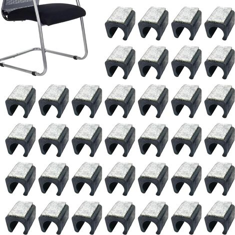 Lot de 48 patins chaise U feutre 22 mm, designer, parquet, sol, protection, chromé, tube (1/5)