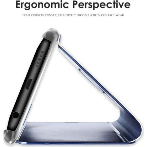 Coque Xiaomi Redmi Note 10 5G étui + verre trempé Flip Clear View Translucide Miroir Cover Standing 360°Housse antichoc Smart Cover (1/4)