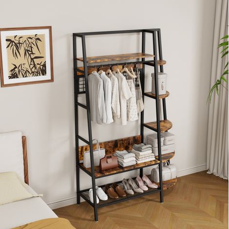 Appendiabiti con scaffali in metallo e legno OKMYHOME (1/5)