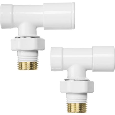 Set di valvole angolari per radiatori da 1/2", bianche (1/2)