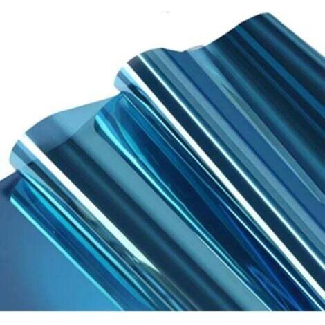 Pellicola a specchio autoadesiva per finestre, effetto privacy e protezione solare, protezione UV al 99%, blu argento, 40 x 200 cm
