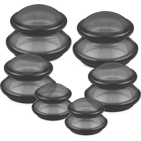 ventouses en silicone liquide pour massage des méridiens, grattage sous vide, absorption d'humidité, ventouses de beauté à pression négative, noires (1/5)