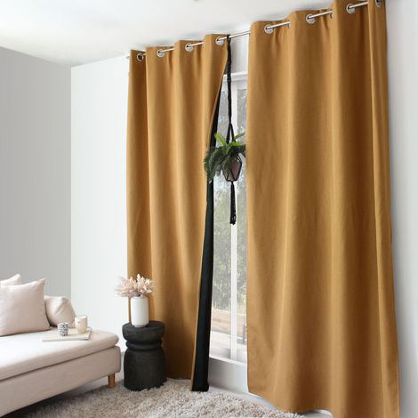 Rideau thermique FJORD 140 x 240 cm – Toile polyester – Doublure polaire noire - 140x240cm - Tabac (1/2)