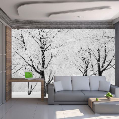 Papier peint arbres paysage d'hiver - 300 x 230 cm (1/4)