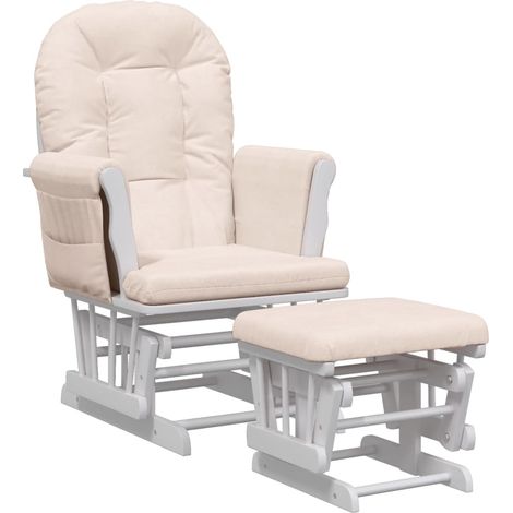 Fauteuil de relaxation chaise berçante d'allaitement avec repose-pieds tissu rose clair DEC028748
