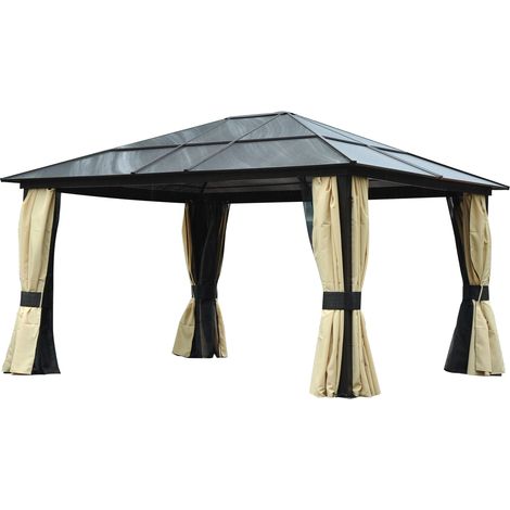 Outsunny 4 x 3.6m Hardtop Gazebo Canopy w/ Polycarbonate Roof & Aluminium Frame (1/5)