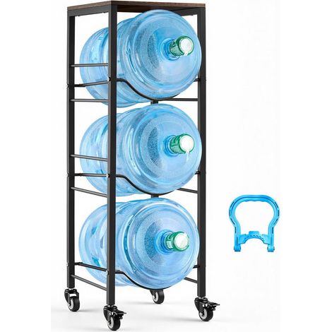 Bouteilles 3 et 5 gallons porte-bonbonnes 4 niveaux pour cuisine ou bureau, structure métal MDF avec roulettes (1/5)