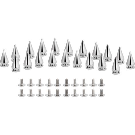 Lot de 20 pointes métalliques argentées 10x20mm pour ceinture et sac, clous rivets décoratifs en cuir. (1/5)