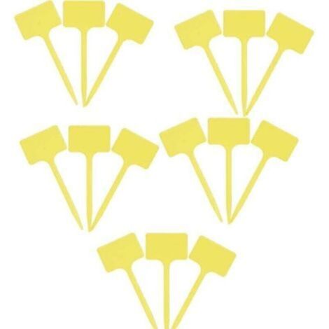 Plant Boards - Practical 15 Piece Set - Writing Surface 55 x 35 mm - T-Design - Weather Resistant Material - Yellow / Plant Boards / Herb Boards (1/4)