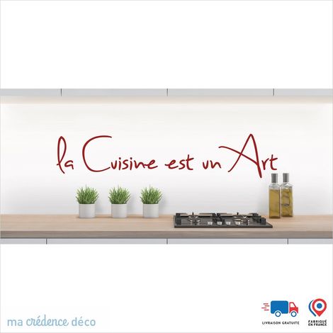 Crédence : LA CUISINE EST UN ART 1 - Couleur Rouge carmin - Alu composite - 120 - 60 (1/3)