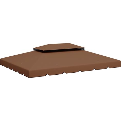 AUVent de remplacement pour tonnelle 4x3m à double toit et trous de drainage. AUVent seul, armature non incluse. Marron.