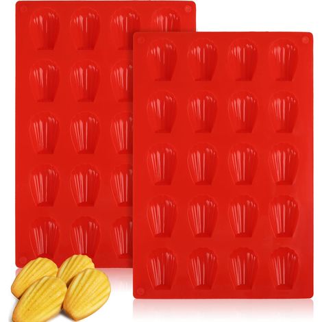 2pcs Moules à Madeleines en Silicone à 20 Cavités, Mini Moule Antiadhésif à Pâtisserie, Pudding, Chocolat (1/5)