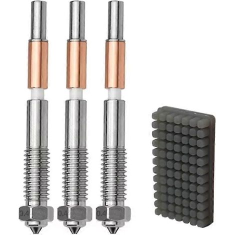 3 boquillas de acero endurecido de 0,4 mm para QIDI Plus 4, de fácil extracción, con cepillo de silicona. Piezas de repuesto para impresora 3D. (1/5)