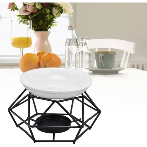 Geometrischer Räucherkerzenhalter aus Metall [G-Stil] [E-200g] Mini-Ölbrenner, nordisches Design, schwarzes Netz, praktisch, elegant, aus Eisen-Keramik gefertigt (1/5)