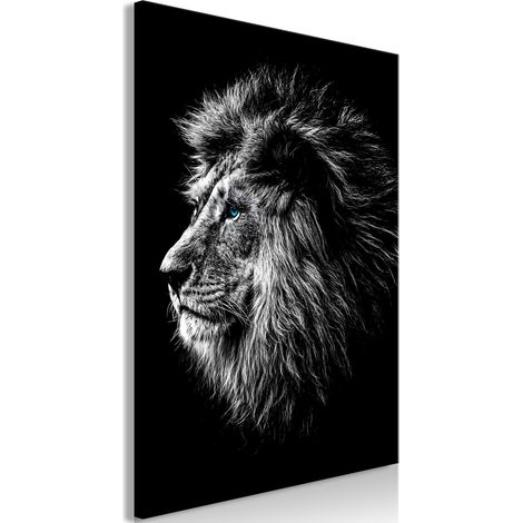 Tableau Lion aux Yeux Bleus (1 Partie) Vertical - 60 x 90 cm (1/4)