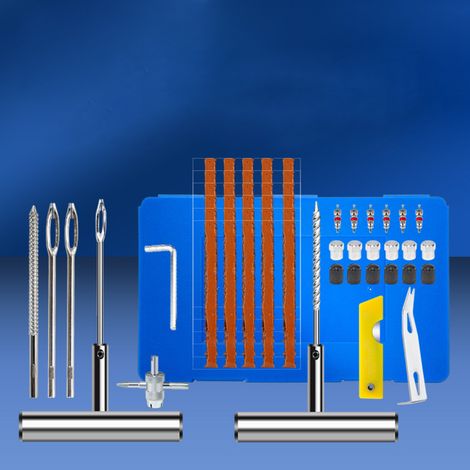 Kit di riparazione pneumatici, kit di riparazione pneumatici per impieghi gravosi da 58 pezzi e kit di riparazione pneumatici portatile per auto, moto, camion, quad, trattori, camper e SUV