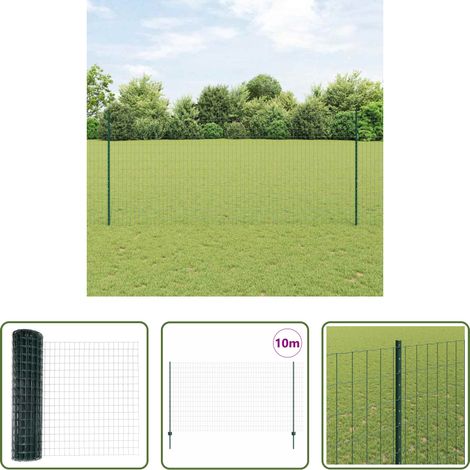 Gartenzaun - Zaun mit Pfosten Grün 1,4 x 10 m Stahl und PVC (1/5)