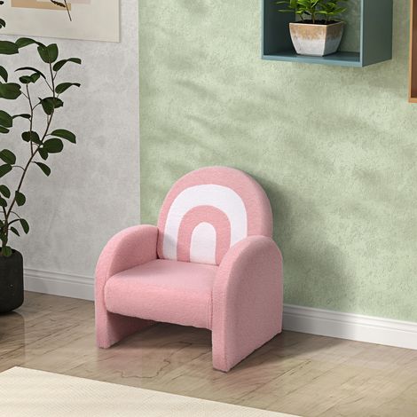 Divano per bambini con schienale a forma di arcobaleno, mini divano in morbido tessuto felpato per bambini, 45x41x52 cm, rosa (1/5)