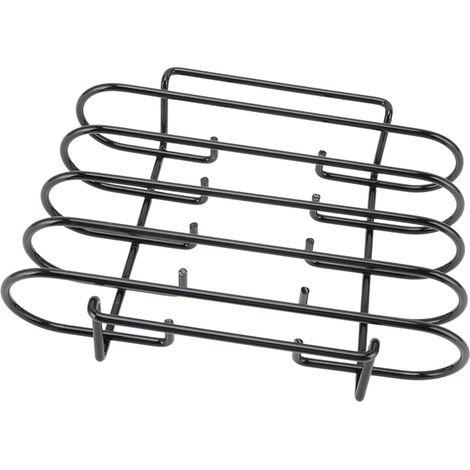 Support à côtes 4 niveaux portable en fer noir durable pour barbecue et camping