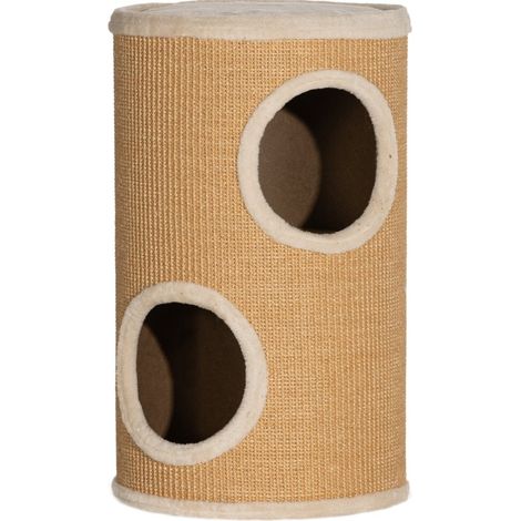 Zylindrischer Kratzbaum für Katzen mit Plüsch und Sisal Ø35 x 60 cm Braun-Beige HOMVRA (1/5)