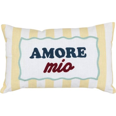 Cuscino della pasta 50x10cm a righe gialle - Atmosphera créateur d'intérieur