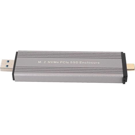 Boîtier SSD M.2 NVMe PCIe avec double connecteur USB 3.2 Type C, boîtier portable en alliage pour disque dur (1/2)