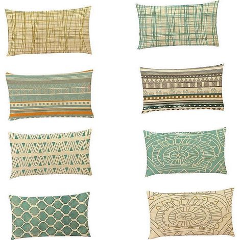Housse de coussin rectangulaire en lin et polyester avec fermeture éclair invisible, pour canapé ou fauteuil, décoration intérieure, 30 x 50 cm (1/2)