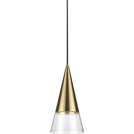 Ideal Lux Sospensione moderna Cono 1 luce GU10 ottone vetro metallo