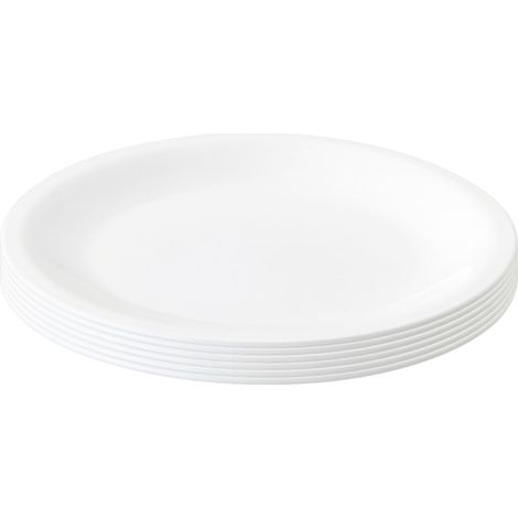 Lot de 6 assiettes en plastique pour pique-nique et barbecue Passe au lave-vaisselle Blanc (1/5)