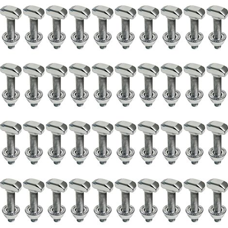 Lot de 16 vis à tête marteau M8 x 20 mm, en acier inoxydable A2-70, avec écrous à dents de blocage et écrous à bride (1/5)
