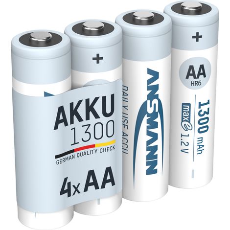 ANSMANN Akku AA 1,2V 1300mAh, 4 Stück, wiederaufladbar mit maxE