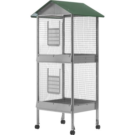 Voliera a Casetta Rettangolare a 2 Piani Cm 60 x 50X170 H
