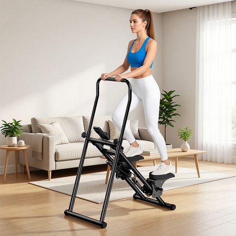Stepper vertical pliable - Rattantree - 3 niveaux de résistance - 3 hauteurs - écran LCD - Guidon 3 Positions - Entraînement Complet - usage domestique - charge 120 kg - Gain de Place (1/5)