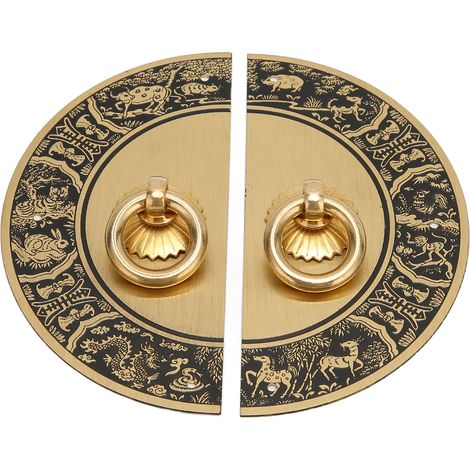 Poignées de meuble en laiton antique, rondes, doubles poignées décoratives pour armoire/chambre (1/5)