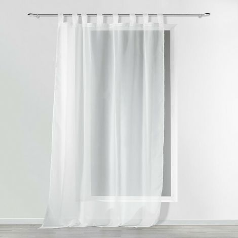 Homemaison – Voilage léger à passants blanc 135x240 cm – 100% polyester – Lavable en machine à 30°C – Pour tamiser la lumière (1/4)