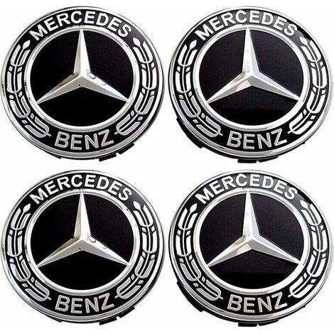 4-teiliger Radkappensatz, kompatibel mit Mercedes-Benz 75-mm-ABS-Radnabenabdeckungen, Autozubehör (1/5)