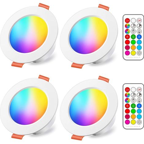 10W RGB Dimmable LED Recessed Spotlight Warm White (Pack of 4)