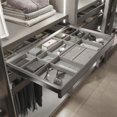 Emuca Quartz organizer per cassetti modulare titanio