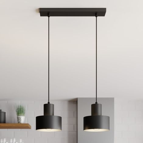 Suspension noire minimaliste double Rif E27 Sigma salon (1/2)