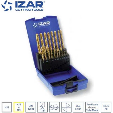 coffret 19 forets HSS-Tin Izar de 1 à 10 mm par 0.5 mm