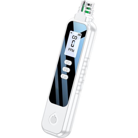 Détecteur de gaz portable haute sensibilité avec écran LCD rétroéclairé, blanc, idéal pour le camping et les activités de plein air. (1/5)